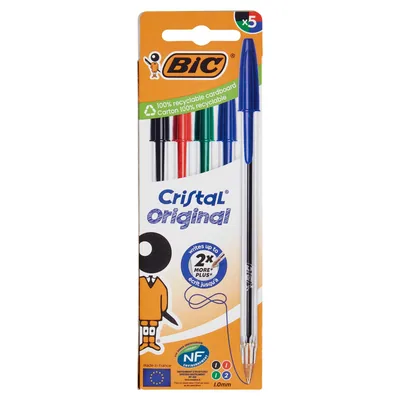 BIC 5 bolígrafos Cristal tinta surtida – Papelería y oficina