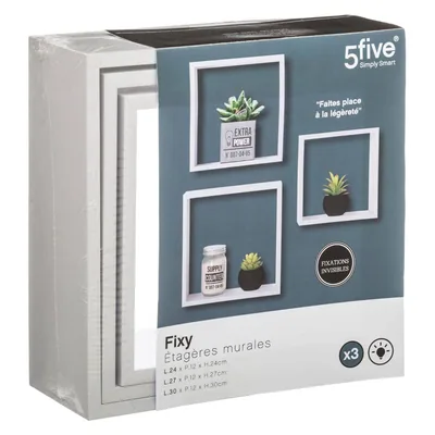 5five Simply Smart Juego de 3 estantes de pared blancos – foto 2