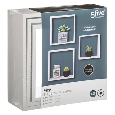 5five Simply Smart Juego de 3 estantes de pared blancos – foto 3