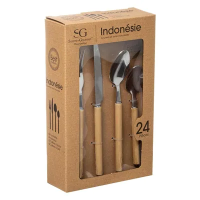 SG Secret de Gourmet Cubertero Indonesia de madera con 24 cubiertos – foto 2