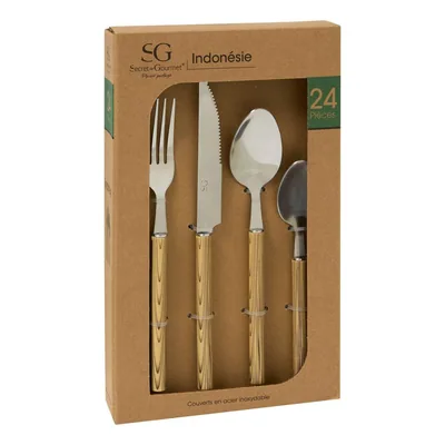 SG Secret de Gourmet Cubertero Indonesia de madera con 24 cubiertos – foto 3