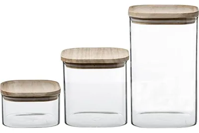 5five Simply Smart tarro de vidrio apilable con madera