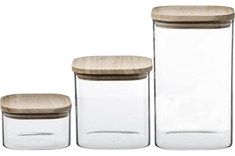 5five Simply Smart Tarro de vidrio apilable con madera