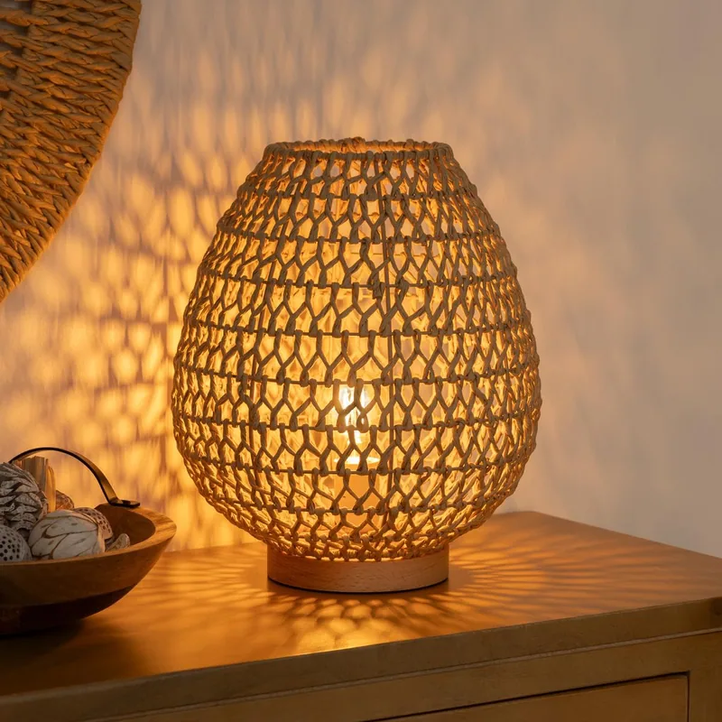 Atmosphera Createur D'Interieur Lámpara mesilla metal y papel beige
