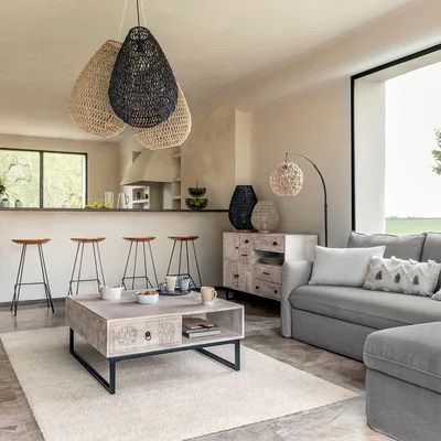Atmosphera Createur D'Interieur Lámpara mesilla metal y papel beige – foto 2