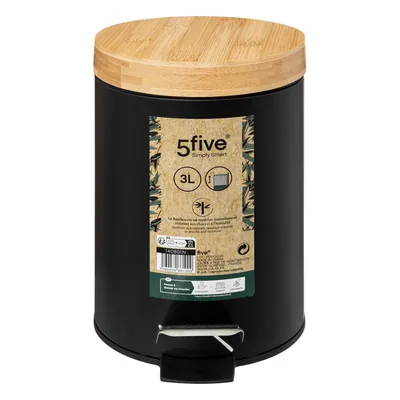 5five Simply Smart Papelera con pedal Naturéo Black 3 l – foto 2