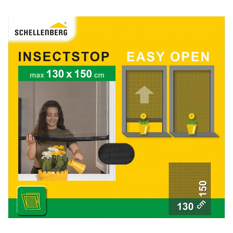 Schellenberg 70474 mosquitera de ventana Easy Open antracita 130x150 cm