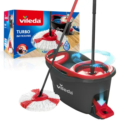 Vileda Easy Wring & Clean Turbo Set cubo con pedal mango telescópico 85-123 cm