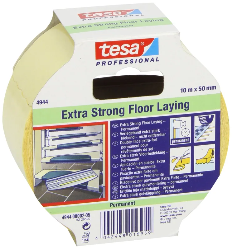 tesa 04944-00002-11 Cinta para fijación de suelos extrafuerte 10m x 50mm
