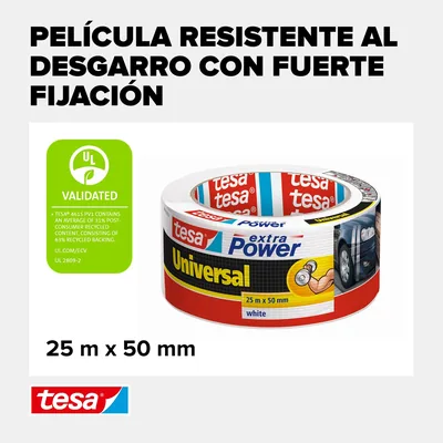 tesa Cinta adhesiva universal Extra Power blanca 25m x 50mm – foto 3