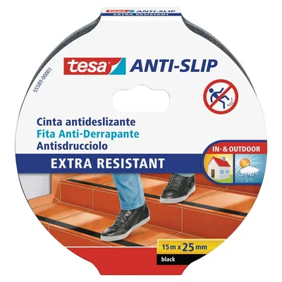 Tesa Cinta antideslizante negra 15m x 25mm