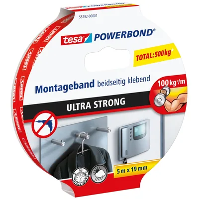 Tesa Powerbond Ultra Fuerte cinta doble cara 5m x 19mm (pack de 5)