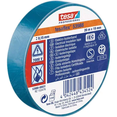 Tesa Cinta aislante azul 20m x 19mm (pack de 10)