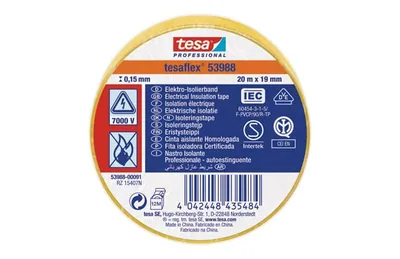 tesa 53988-00091-00 Cinta aislante 20m x 19mm amarilla – foto 2