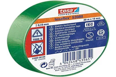 Tesa Cinta aislante homologada verde 20m x 19mm 53988 (pack de 10)