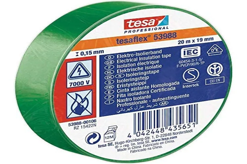 tesa Cinta aislante homologada verde 20m x 19mm 53988