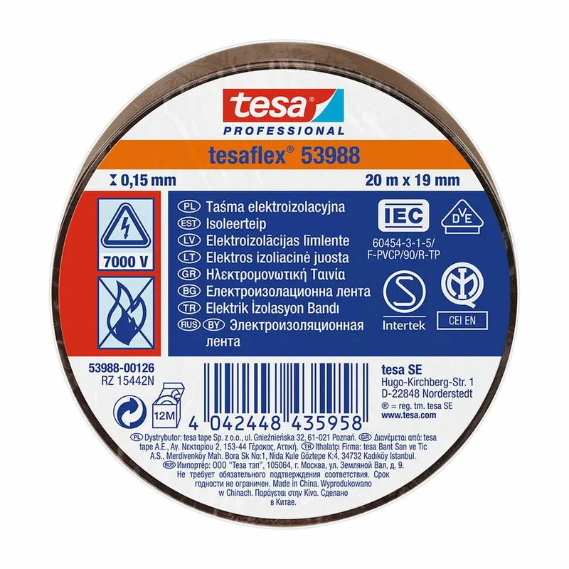 tesa Tape Cinta aislante 20x19 marrón 53988-126