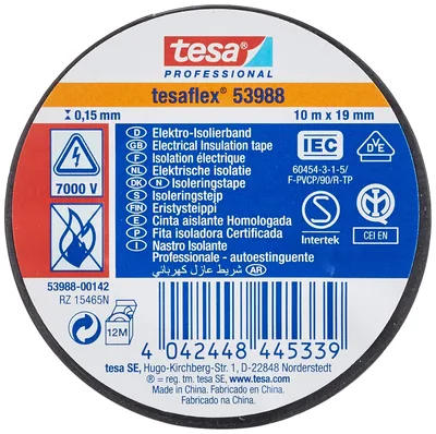 tesa 53988-00142-00 Cinta aislante homologada 10m x 19mm negra – foto 2