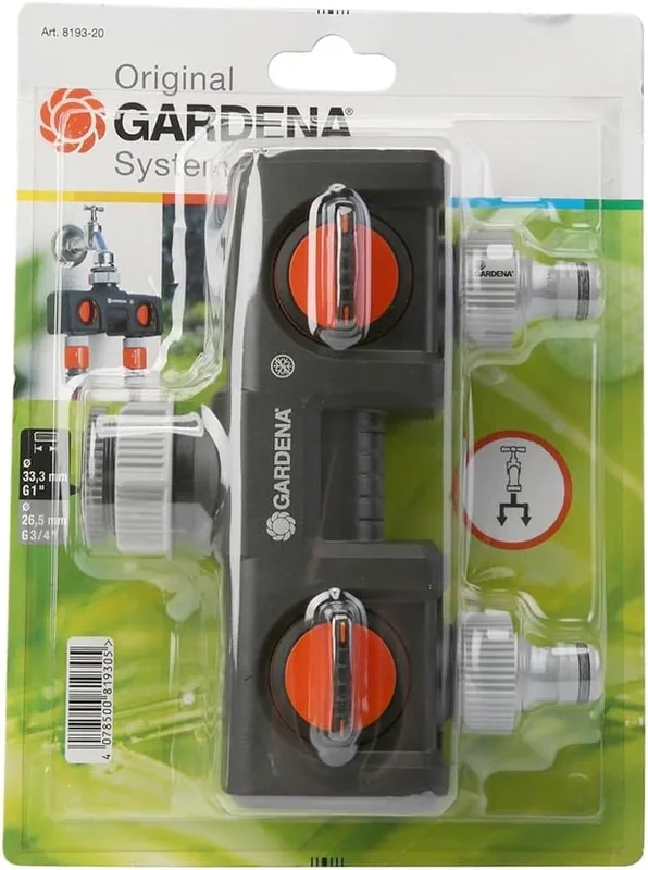 Gardena Distribuidor 2 vías negro/naranja 10x10x5 cm