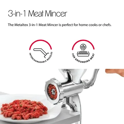 Metaltex 251721010 Picadora de carne y verduras con accesorios de aluminio – foto 3