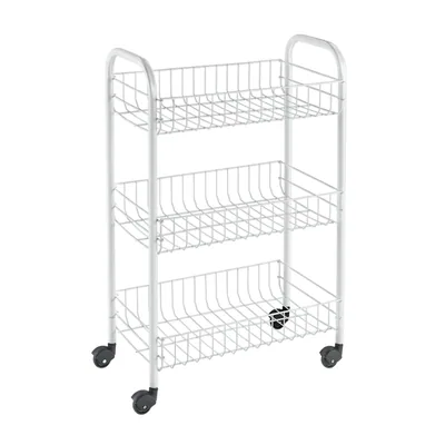Metaltex Siena Carro multiuso 3 cestas con ruedas blanco 63x41x23cm