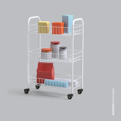 Metaltex Siena Carro multiuso 3 cestas con ruedas blanco 63x41x23cm – foto 8