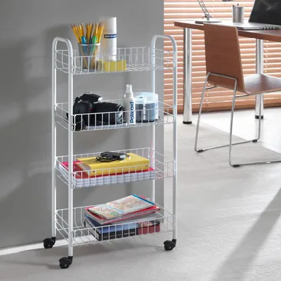 Metaltex Pisa Carrito multiuso plastificado 4 niveles con ruedas blanco – foto 1