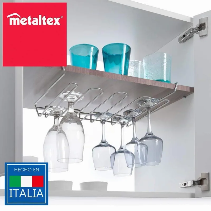 Metaltex 77269 Colgador estante para copas de metal 38x26x6 cm