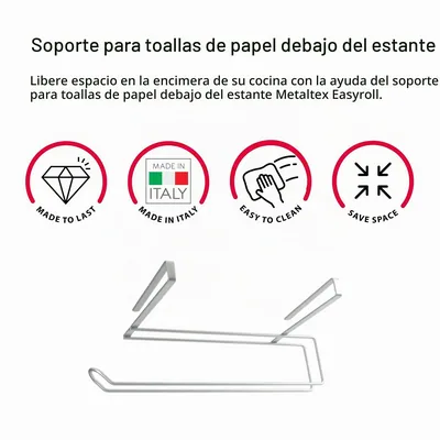 Metaltex Easyroll colgador de rollo de cocina acabado Polytherm gris – foto 5