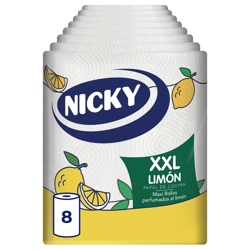 Nicky Limón XXL papel de cocina 8 rollos, 2 capas