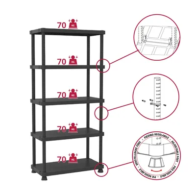 Terry Scaffale 9045/5C Estantería modular 5 estantes 90x45x187,5 cm – foto 7