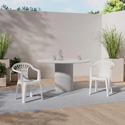 PRO Garden Silla de respaldo bajo resina monobloc Lyra blanca – foto 1
