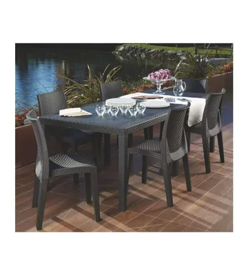 Saturnia Mesa de resina ratán Prince antracita 220x90 cm – Mobiliario y climatización