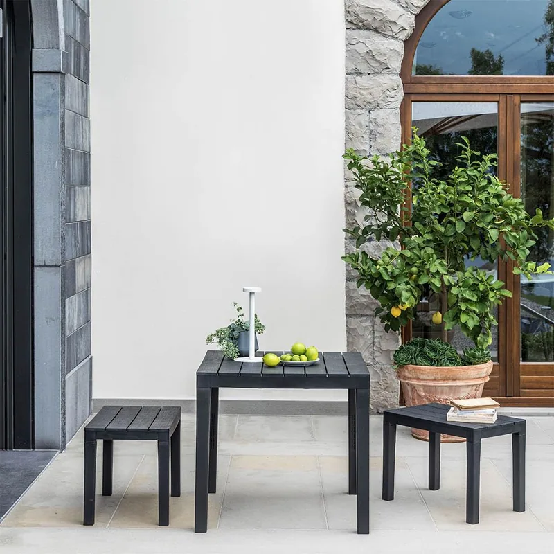 ipae progarden Banqueta para exterior blanco 38,5x60x45cm