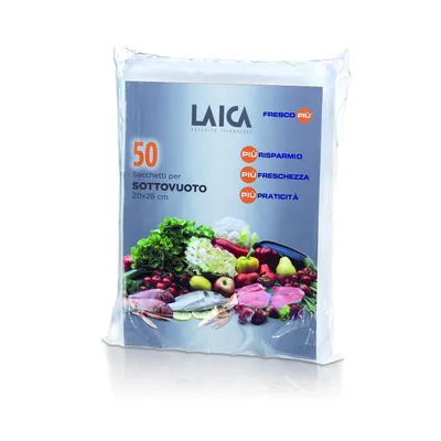 Laica 50 bolsas de 20x28 cm. de plástico gofrado especiales para el envasado al