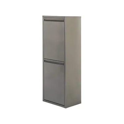 Jobgar Cubo de basura y reciclaje metálico 2 compartimentos 34L gris brillo – foto 2
