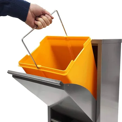 Jobgar Cubo de basura y reciclaje metálico 2 compartimentos 34L gris brillo – foto 3