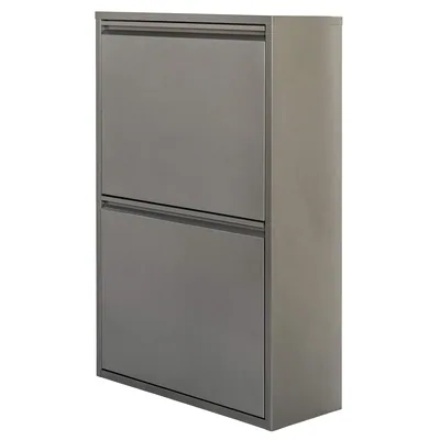 Jobgar Cubo de basura y reciclaje metálico 4 compartimentos 68L gris – foto 2