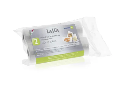 Laica 2 rollos de plástico gofrado de 20x600 cm. VT3508 especial para el