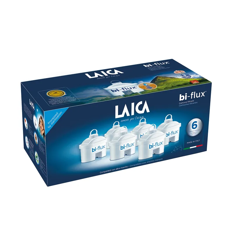 Laica Cartucho filtrante bi-flux para tratamiento de agua, 6 filtros