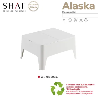 SP Berner Mesa auxiliar Alaska con cajón 58x48x30 cm blanca – foto 4