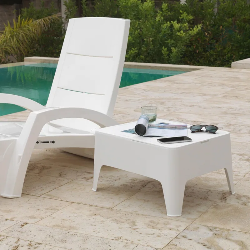 SP Berner Mesa auxiliar Alaska con cajón 58x48x30 cm blanca