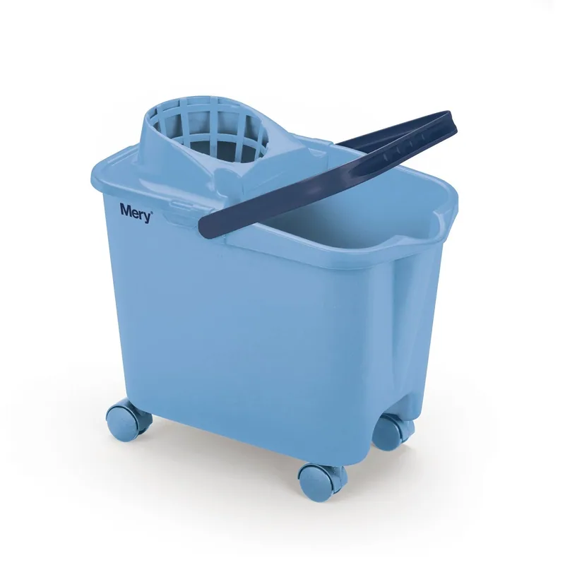 Mery Cubo fregona con ruedas giratorias azul celeste 14 litros