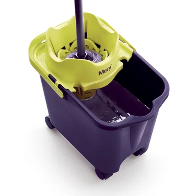 Mery Cubo fregona con ruedas y escurridor automático 14L morado – foto 2