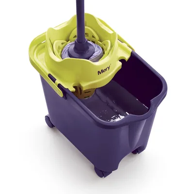 Mery Cubo fregona con ruedas y escurridor automático 14L morado – foto 3