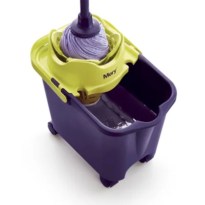 Mery Cubo fregona con ruedas y escurridor automático 14L morado – foto 6