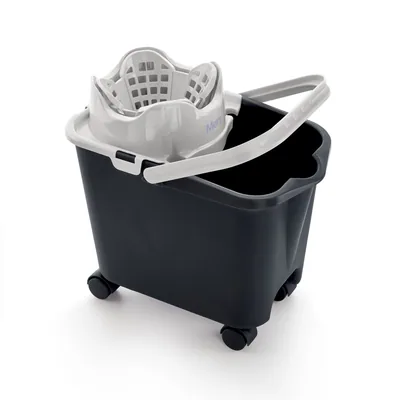Mery Cubo fregona con ruedas escurridor automático 14L gris – foto 1