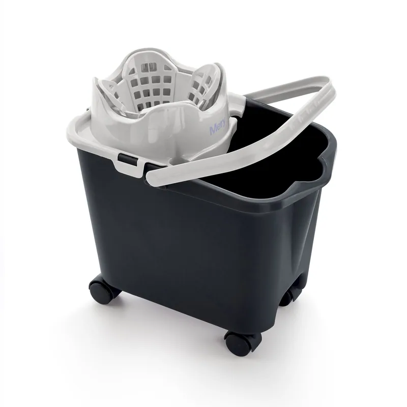 Mery Cubo fregona con ruedas escurridor automático 14L gris
