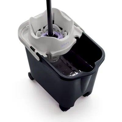 Mery Cubo fregona con ruedas escurridor automático 14L gris – foto 3