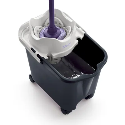 Mery Cubo fregona con ruedas escurridor automático 14L gris – foto 4